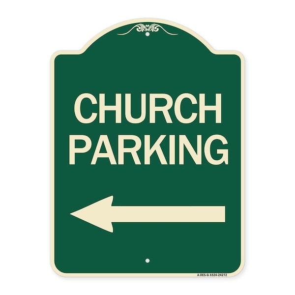 Signmission Church Parking With Left Arrow Heavy-Gauge Aluminum Architectural Sign, 24" x 18", G-1824-24272 A-DES-G-1824-24272 - main